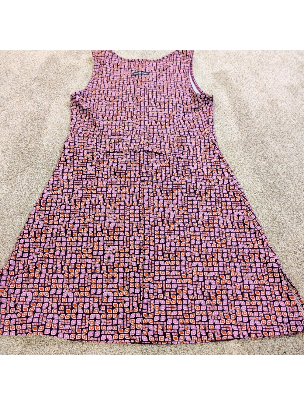 Vintage Inspired Nuu Muu Sleeveless Dress with Geometric Pattern Size S